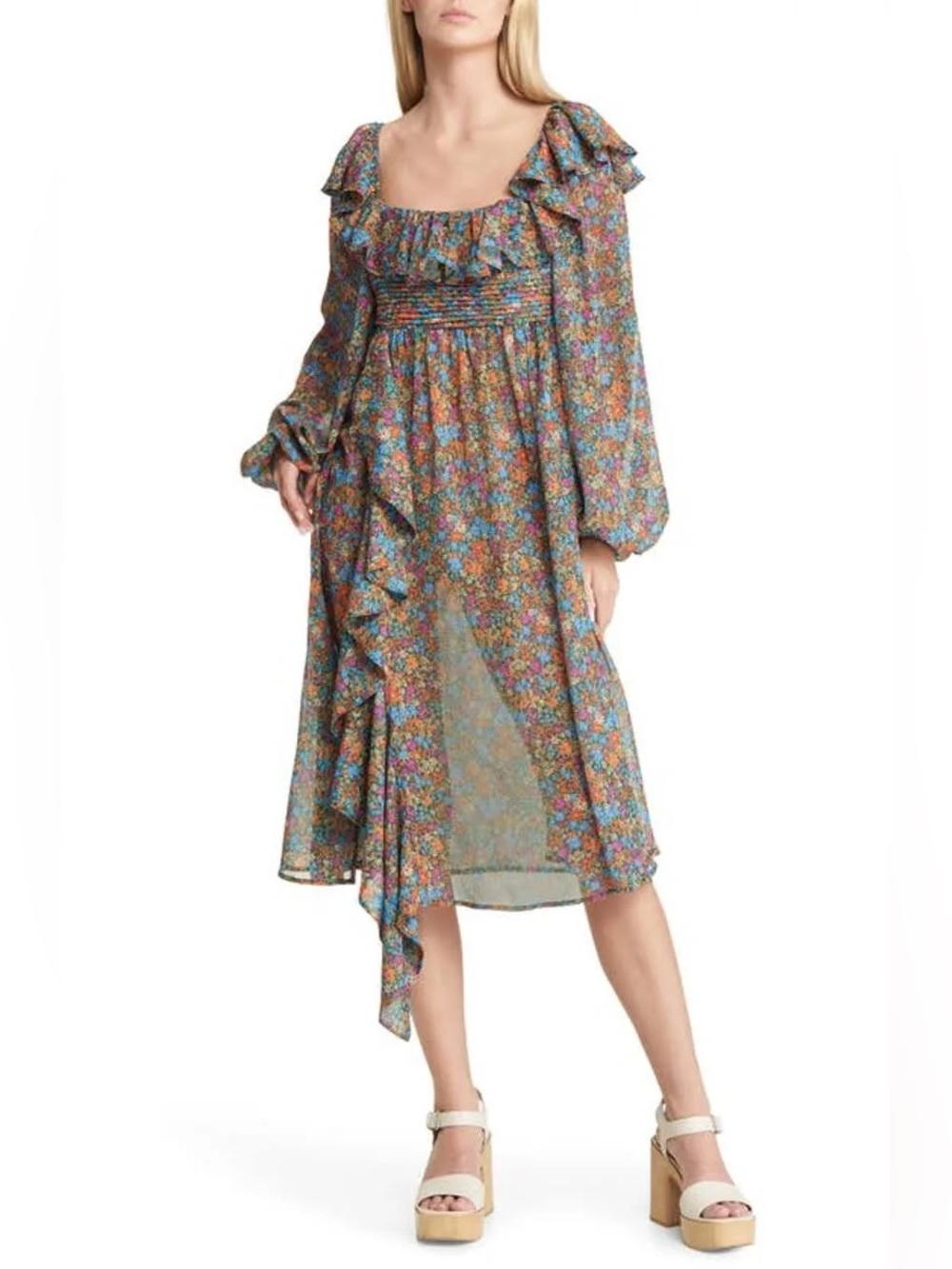 NWT $266 For Love & Lemons Brittany Midi Dress